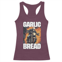 Skeleton Meme Racerback Tank Top Garlic Bread Flaming Biker On Fire Funny Edgy Hard Cringe