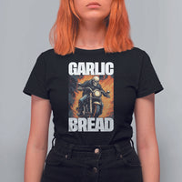 Skeleton Meme T Shirt For Women Garlic Bread Flaming Biker On Fire Funny Edgy Hard Cringe