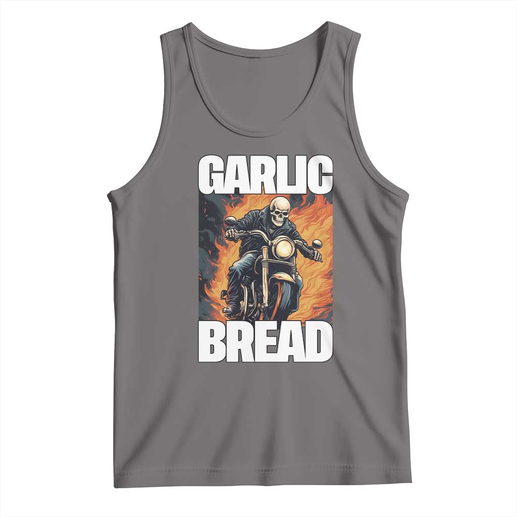 Skeleton Meme Tank Top Garlic Bread Flaming Biker On Fire Funny Edgy Hard Cringe