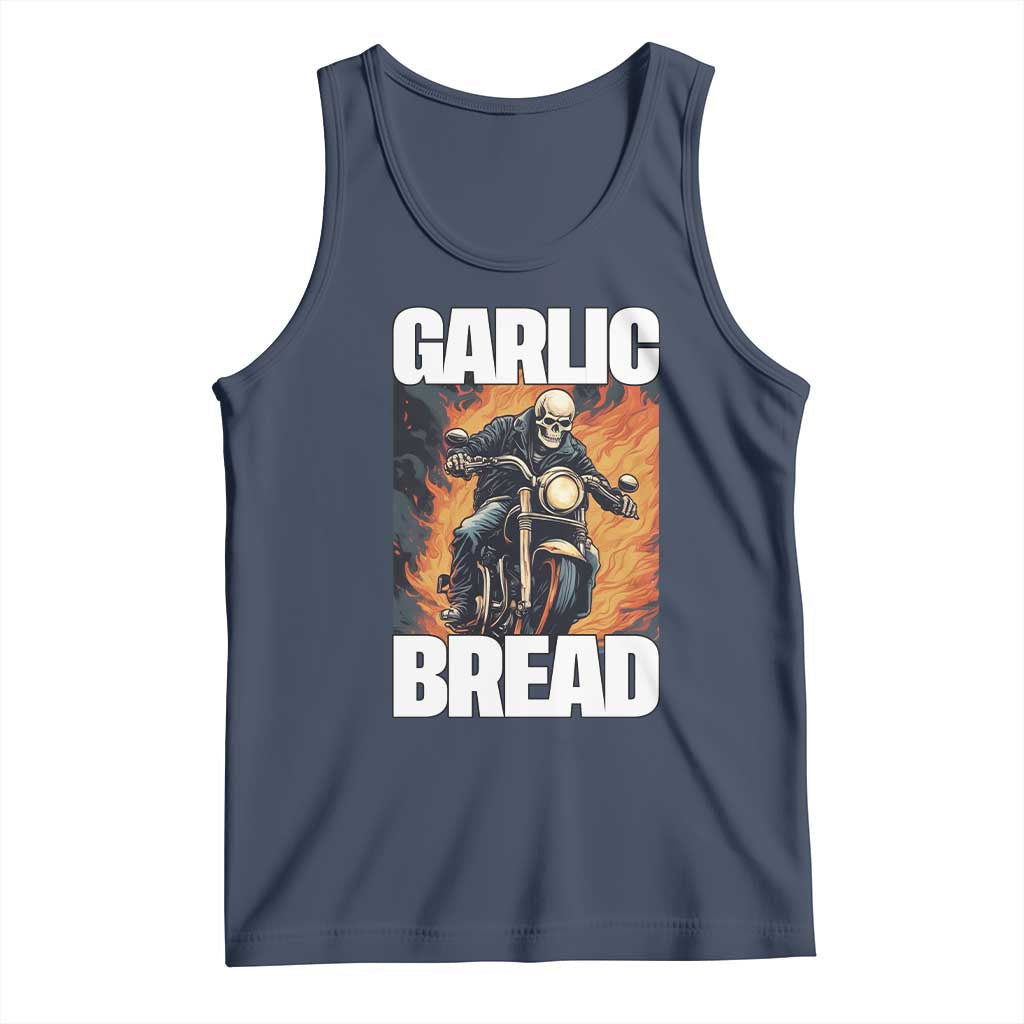 Skeleton Meme Tank Top Garlic Bread Flaming Biker On Fire Funny Edgy Hard Cringe