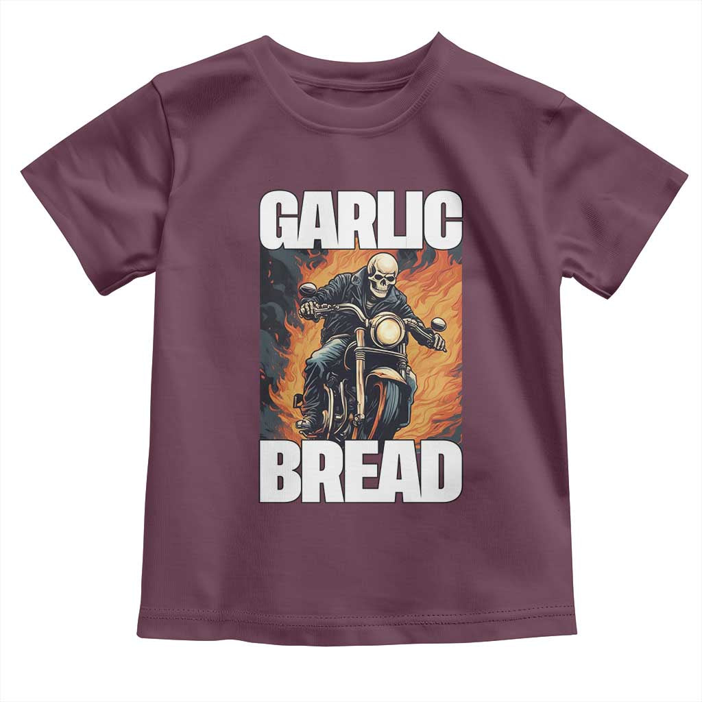 Skeleton Meme Toddler T Shirt Garlic Bread Flaming Biker On Fire Funny Edgy Hard Cringe