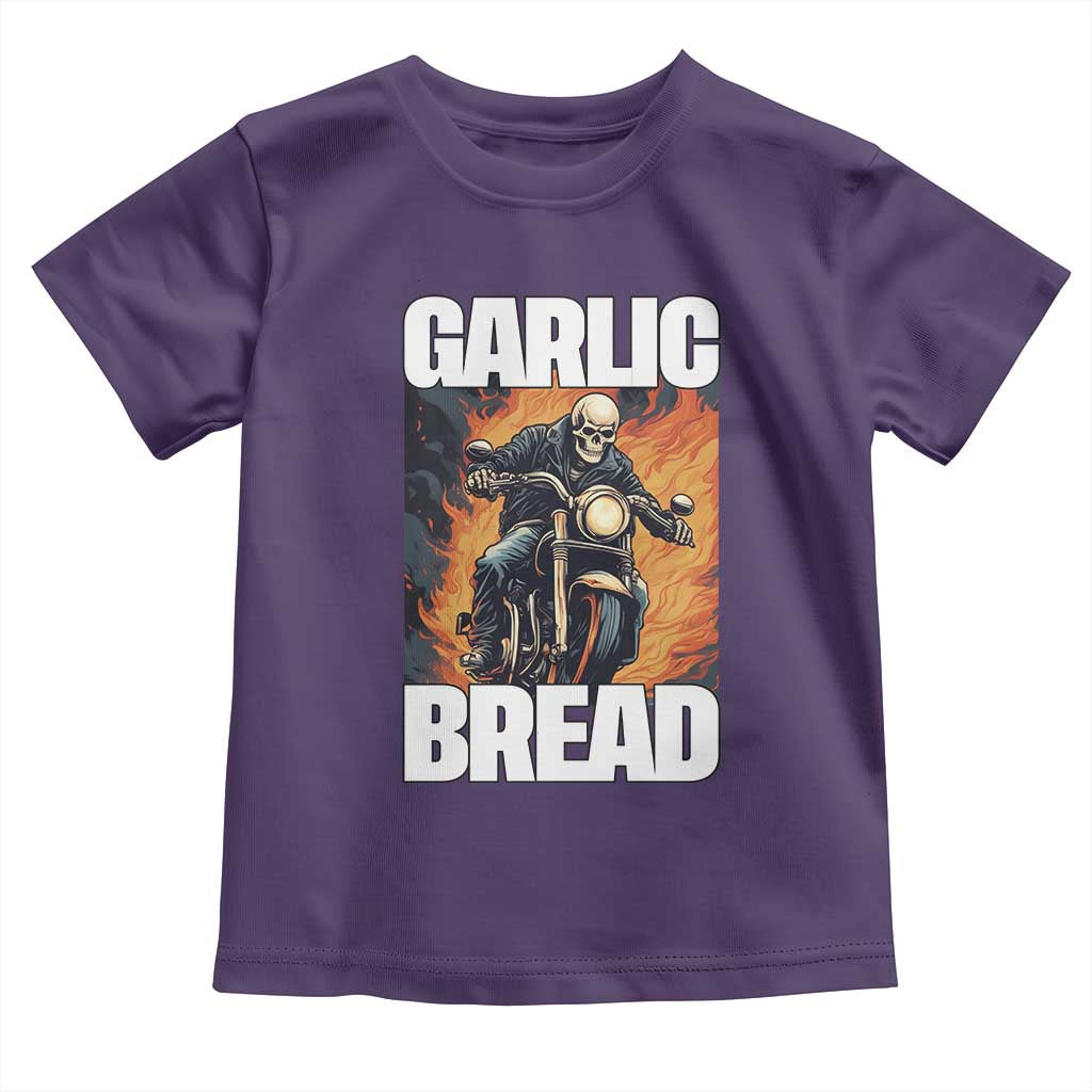 Skeleton Meme Toddler T Shirt Garlic Bread Flaming Biker On Fire Funny Edgy Hard Cringe
