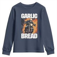 Skeleton Meme Youth Sweatshirt Garlic Bread Flaming Biker On Fire Funny Edgy Hard Cringe