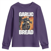 Skeleton Meme Youth Sweatshirt Garlic Bread Flaming Biker On Fire Funny Edgy Hard Cringe
