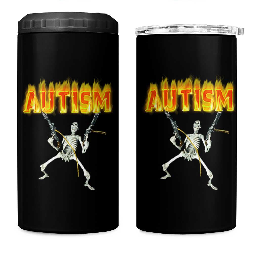 Autism Skeleton 4 in 1 Can Cooler Tumbler Funny Oddly Specific Dank Meme - Wonder Print Shop