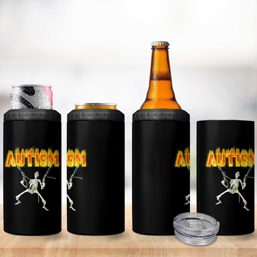 Autism Skeleton 4 in 1 Can Cooler Tumbler Funny Oddly Specific Dank Meme - Wonder Print Shop