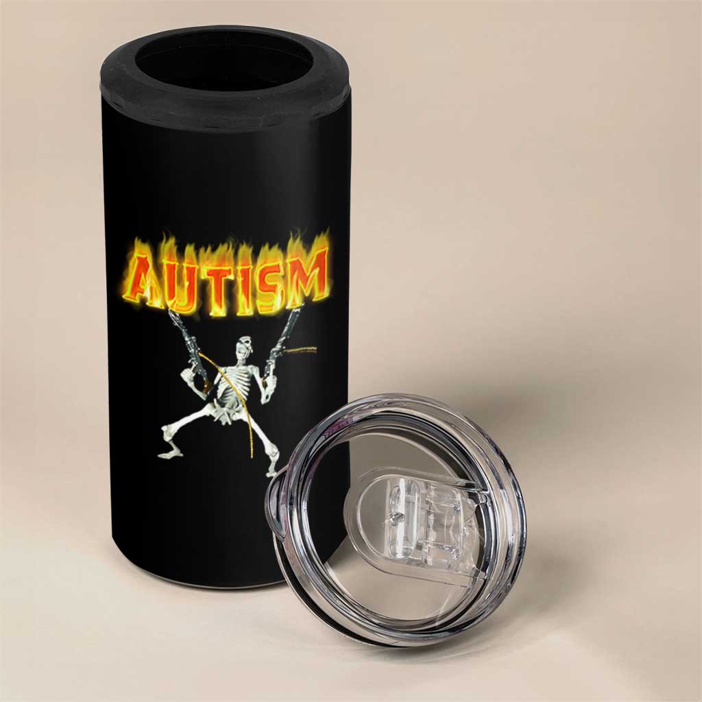 Autism Skeleton 4 in 1 Can Cooler Tumbler Funny Oddly Specific Dank Meme - Wonder Print Shop