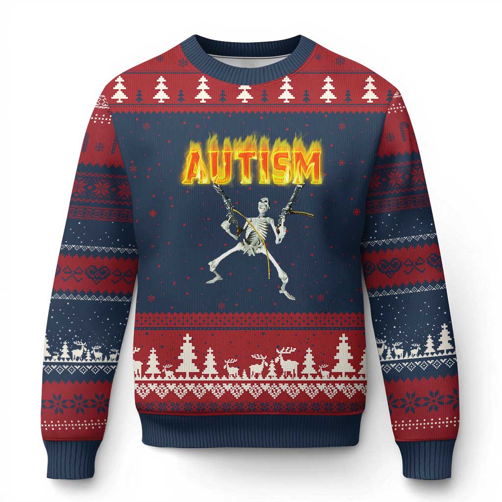 Autism Skeleton Ugly Christmas Sweater Funny Oddly Specific Dank Meme - Wonder Print Shop