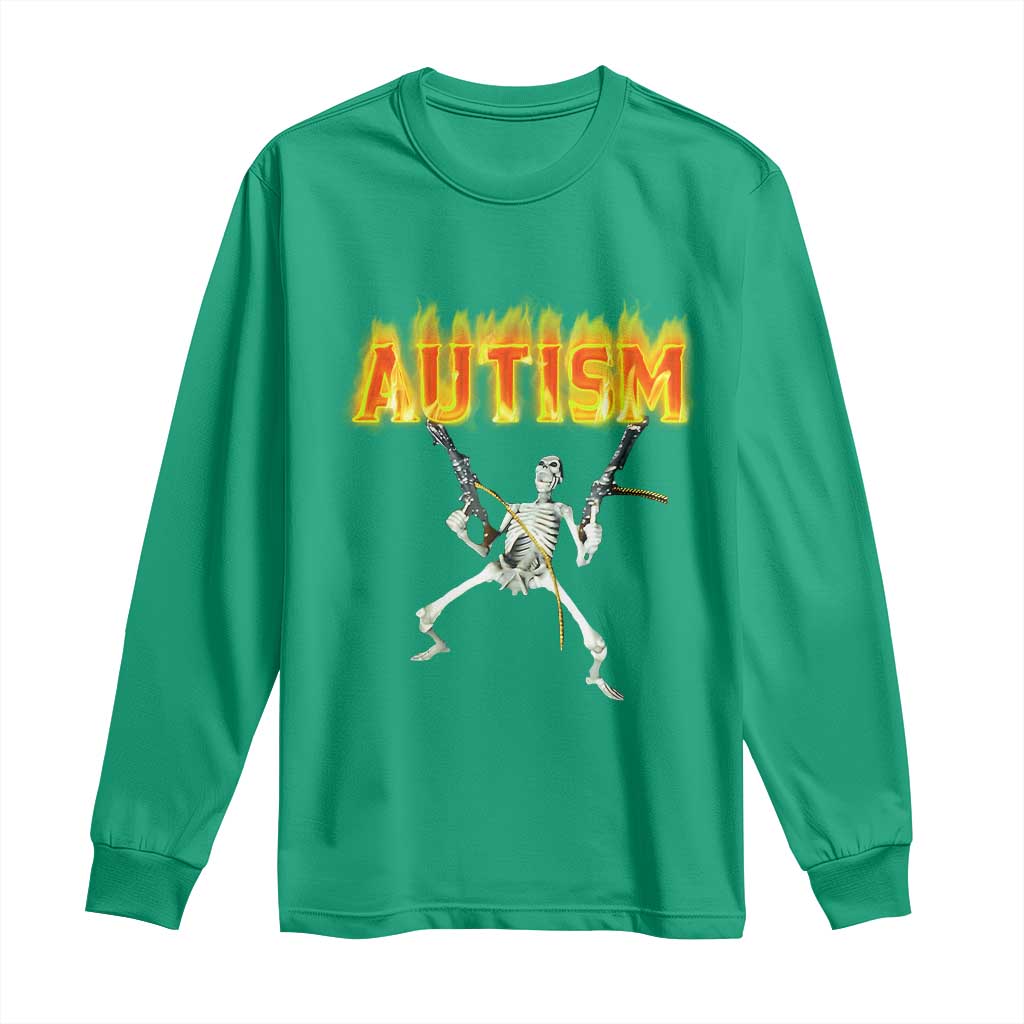 Autism Skeleton Long Sleeve Shirt Funny Oddly Specific Dank Meme - Wonder Print Shop