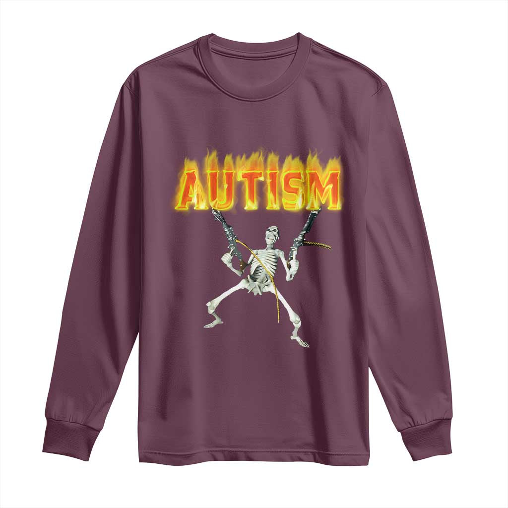Autism Skeleton Long Sleeve Shirt Funny Oddly Specific Dank Meme - Wonder Print Shop