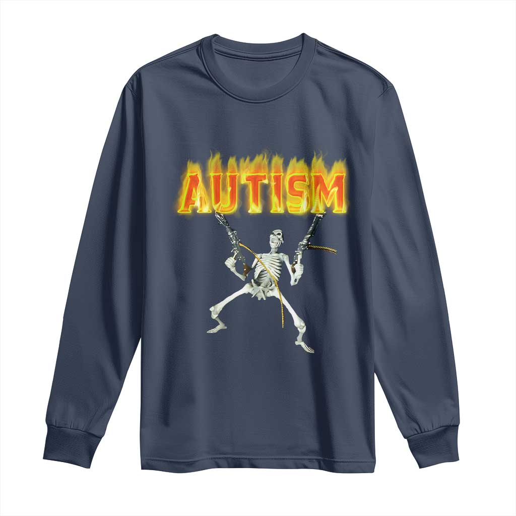 Autism Skeleton Long Sleeve Shirt Funny Oddly Specific Dank Meme - Wonder Print Shop