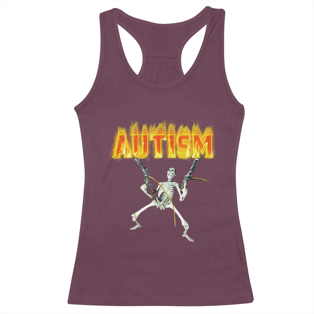 Autism Skeleton Racerback Tank Top Funny Oddly Specific Dank Meme - Wonder Print Shop