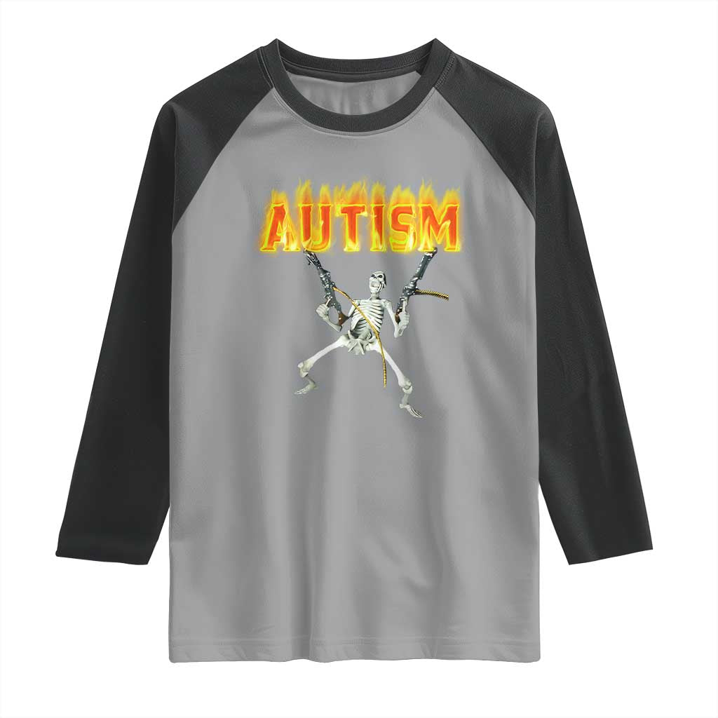 Autism Skeleton Raglan Shirt Funny Oddly Specific Dank Meme - Wonder Print Shop
