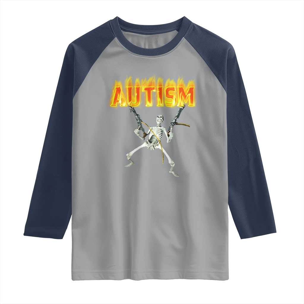 Autism Skeleton Raglan Shirt Funny Oddly Specific Dank Meme - Wonder Print Shop