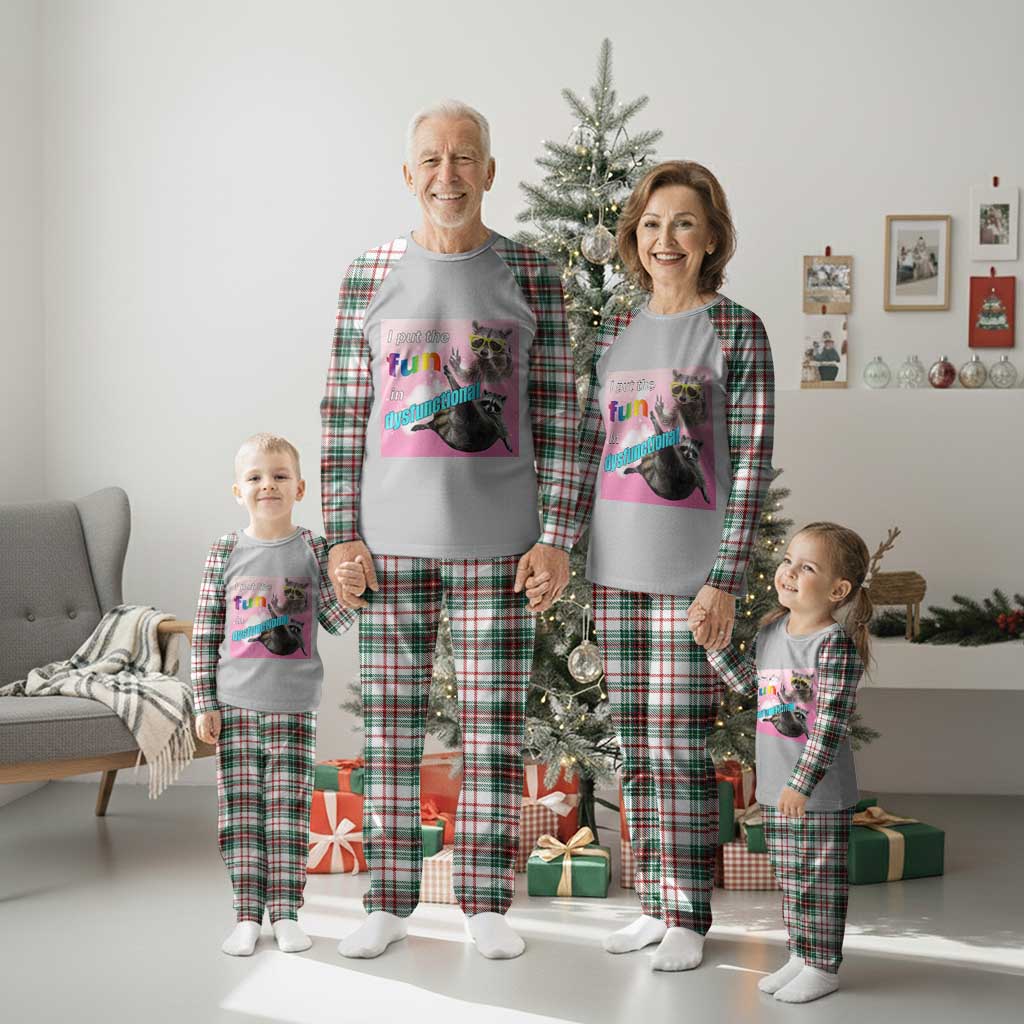 Funny Raccoon Meme Plaid Pajama Set I Put The Fun In Dysfunctional - Wonder Print Shop