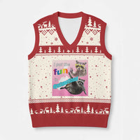 Funny Raccoon Meme V-Neck Knit Sweater Vest I Put The Fun In Dysfunctional - Wonder Print Shop