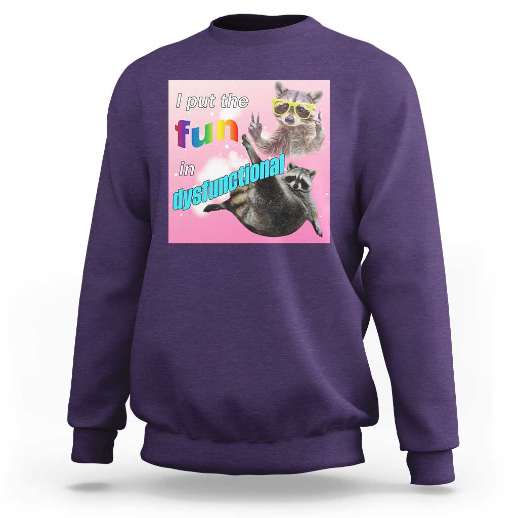 Funny Raccoon Meme Sweatshirt I Put The Fun In Dysfunctional