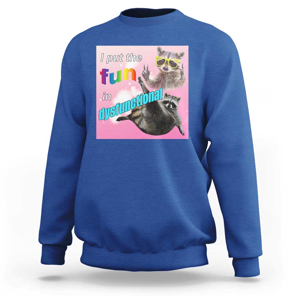 Funny Raccoon Meme Sweatshirt I Put The Fun In Dysfunctional