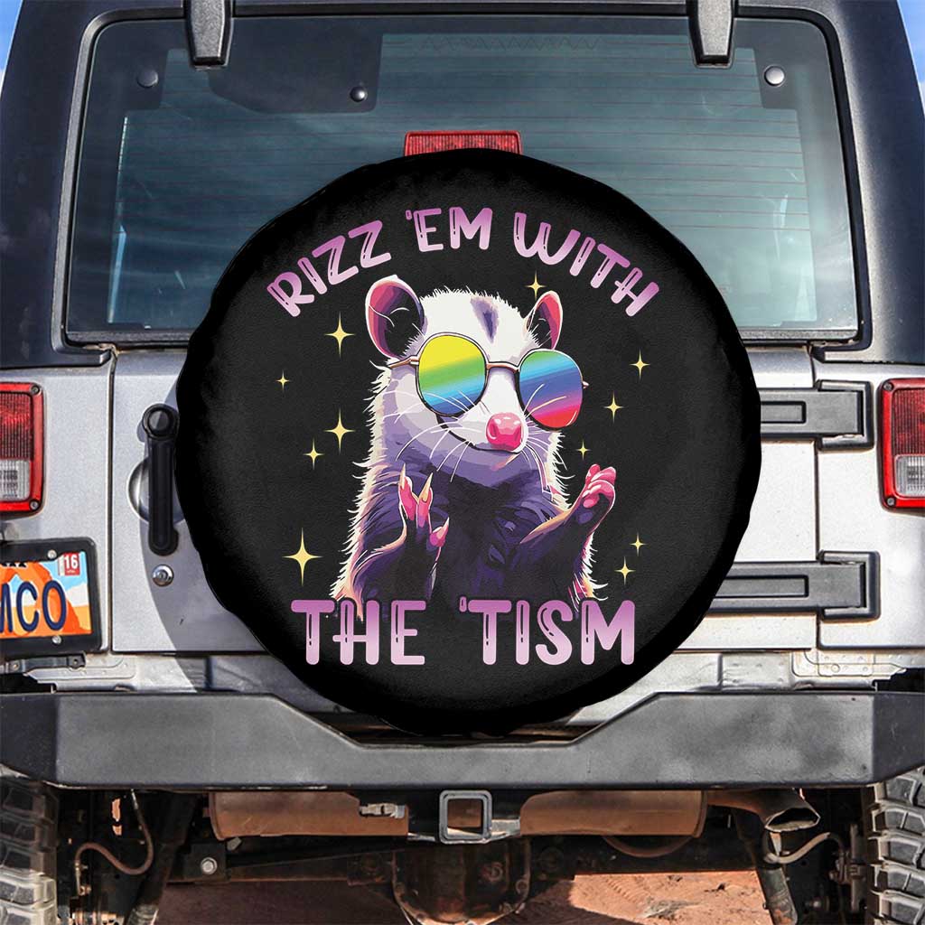 Funny Autism Opossum Spare Tire Cover Rizz Em With The Tism Meme Autistic