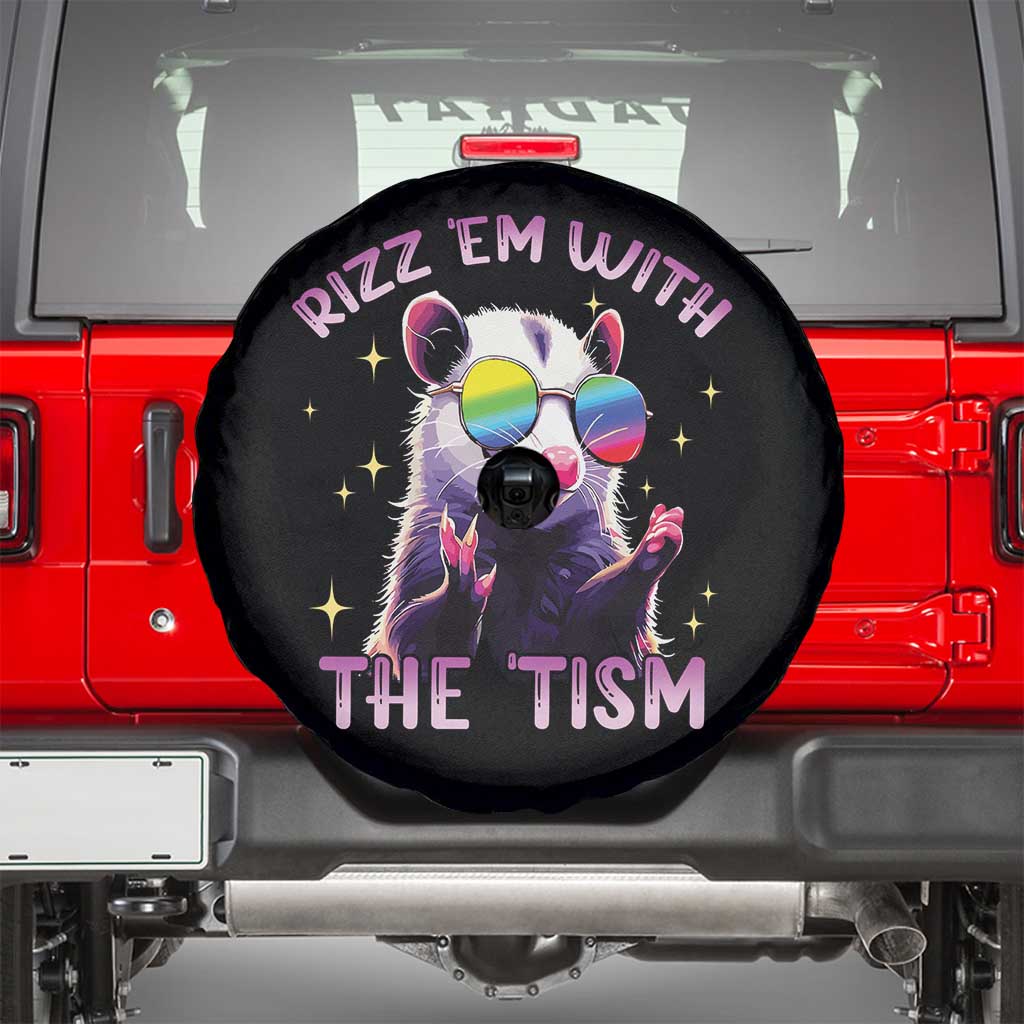 Funny Autism Opossum Spare Tire Cover Rizz Em With The Tism Meme Autistic