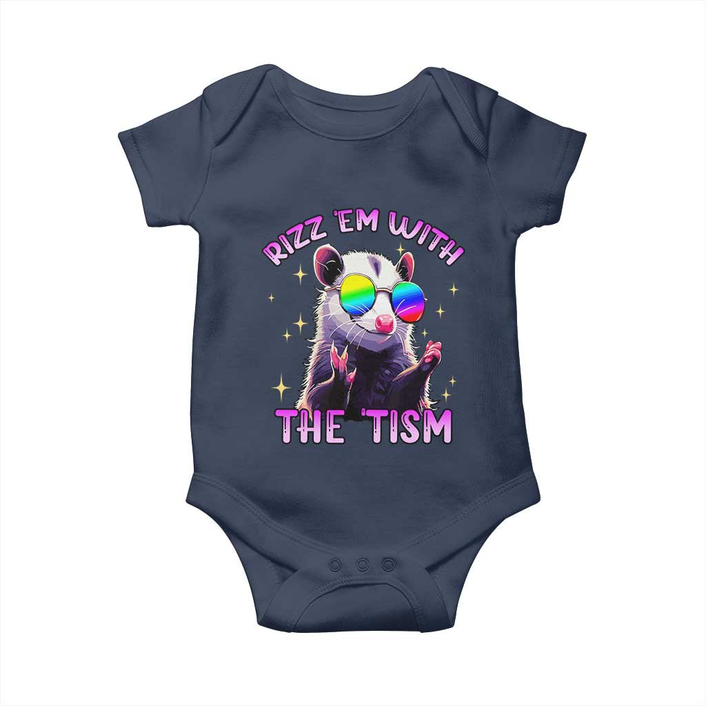 Funny Autism Opossum Baby Onesie Rizz Em With The Tism Meme Autistic