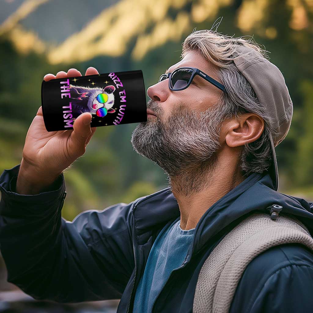 Funny Autism Opossum 4 in 1 Can Cooler Tumbler Rizz Em With The Tism Meme Autistic