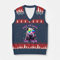 Funny Autism Opossum V-Neck Knit Sweater Vest Rizz Em With The Tism Meme Autistic - Wonder Print Shop