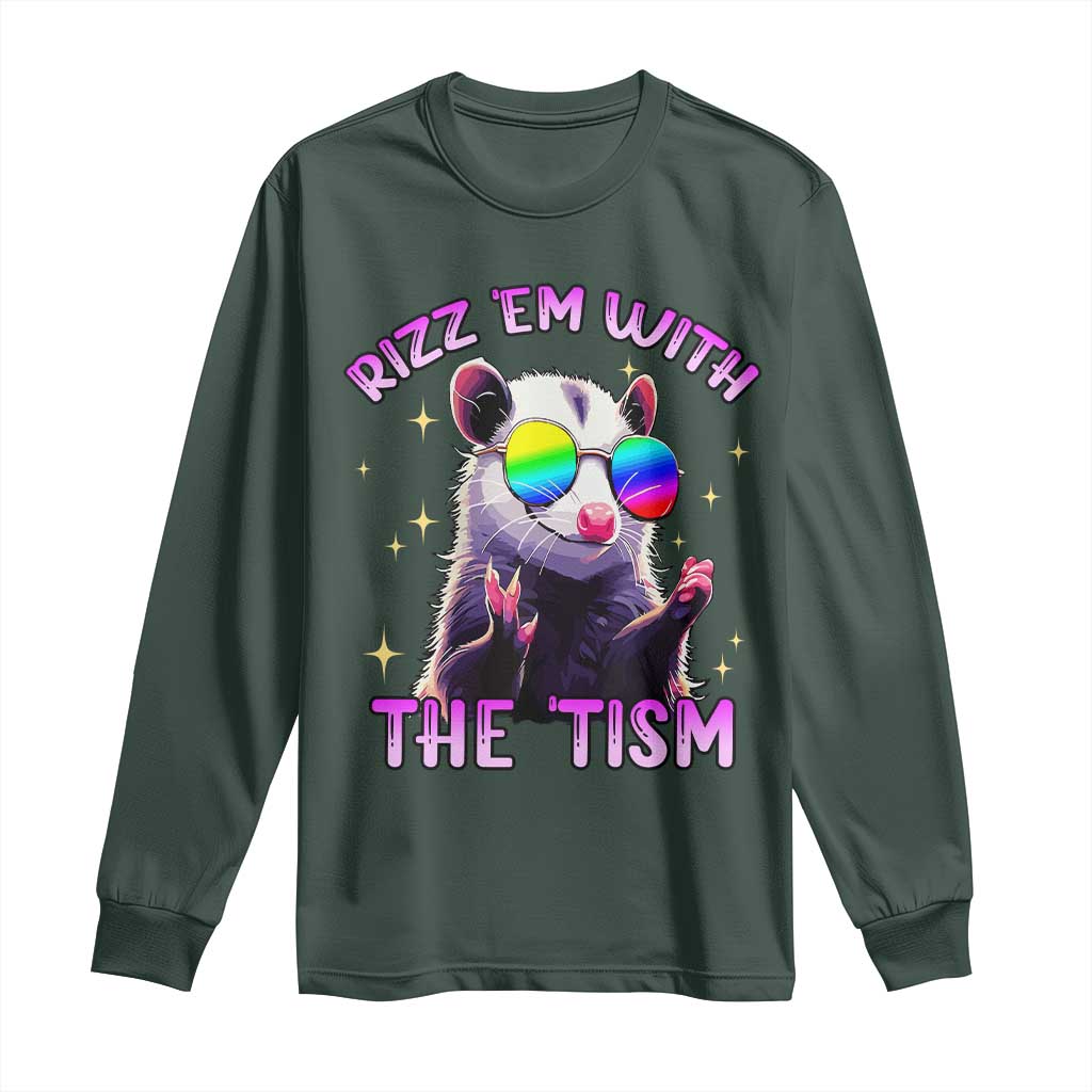 Funny Autism Opossum Long Sleeve Shirt Rizz Em With The Tism Meme Autistic