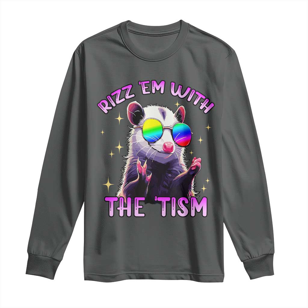 Funny Autism Opossum Long Sleeve Shirt Rizz Em With The Tism Meme Autistic