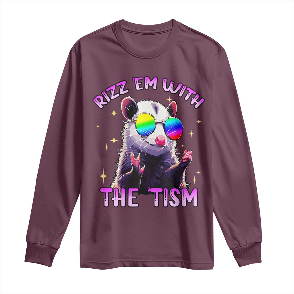Funny Autism Opossum Long Sleeve Shirt Rizz Em With The Tism Meme Autistic