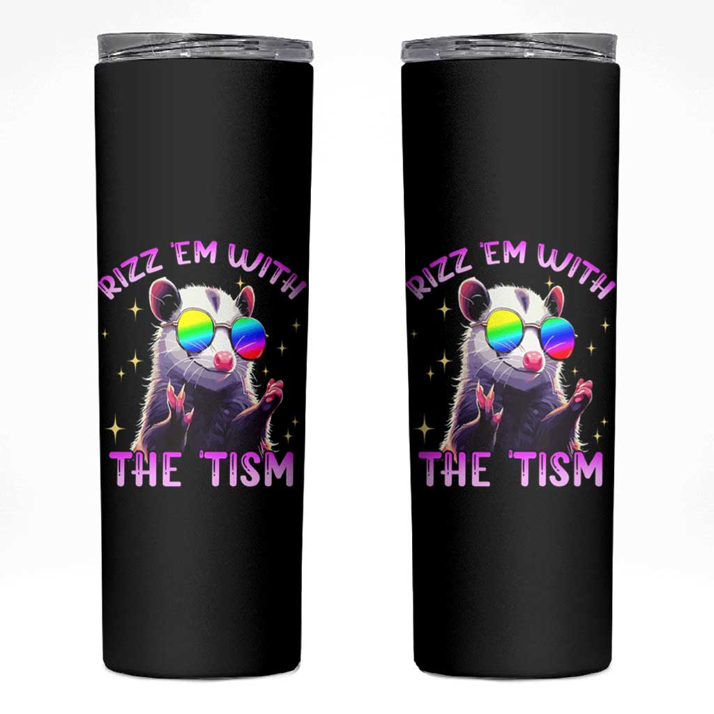 Funny Autism Opossum Skinny Tumbler Rizz Em With The Tism Meme Autistic