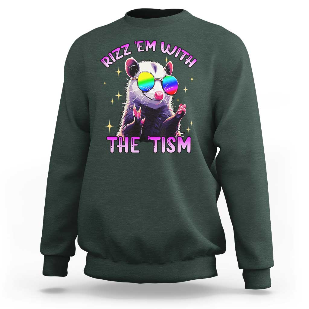 Funny Autism Opossum Sweatshirt Rizz Em With The Tism Meme Autistic