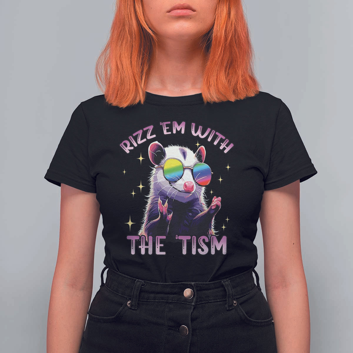 Funny Autism Opossum T Shirt For Women Rizz Em With The Tism Meme Autistic
