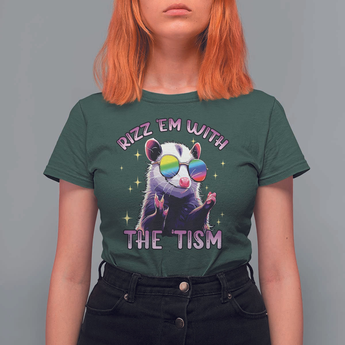 Funny Autism Opossum T Shirt For Women Rizz Em With The Tism Meme Autistic