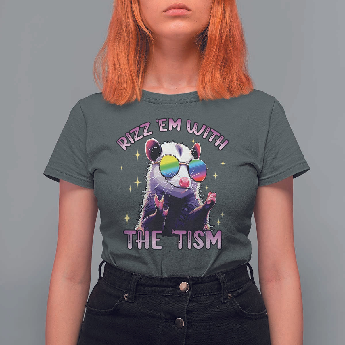 Funny Autism Opossum T Shirt For Women Rizz Em With The Tism Meme Autistic