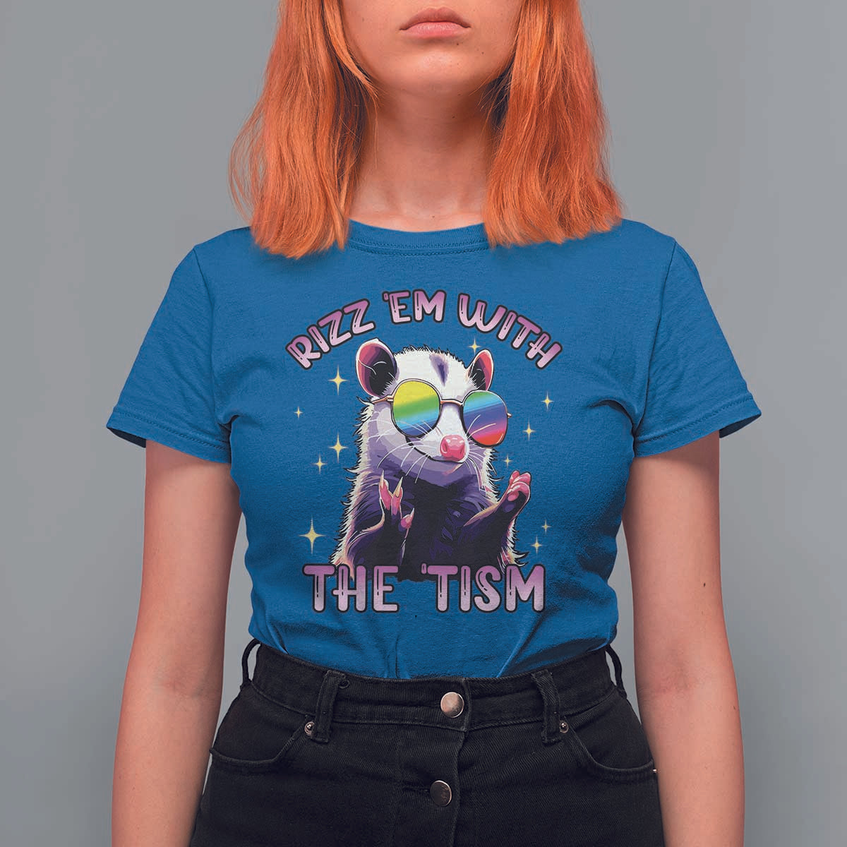 Funny Autism Opossum T Shirt For Women Rizz Em With The Tism Meme Autistic