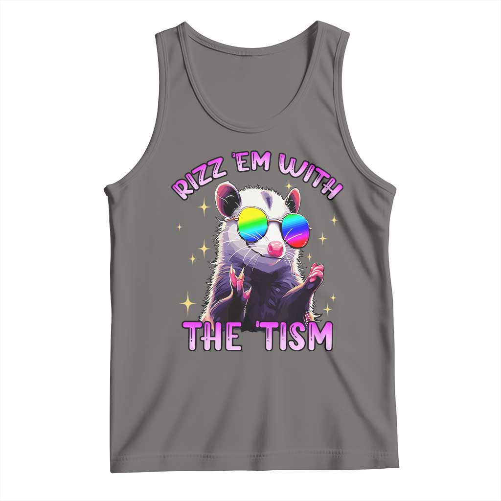 Funny Autism Opossum Tank Top Rizz Em With The Tism Meme Autistic