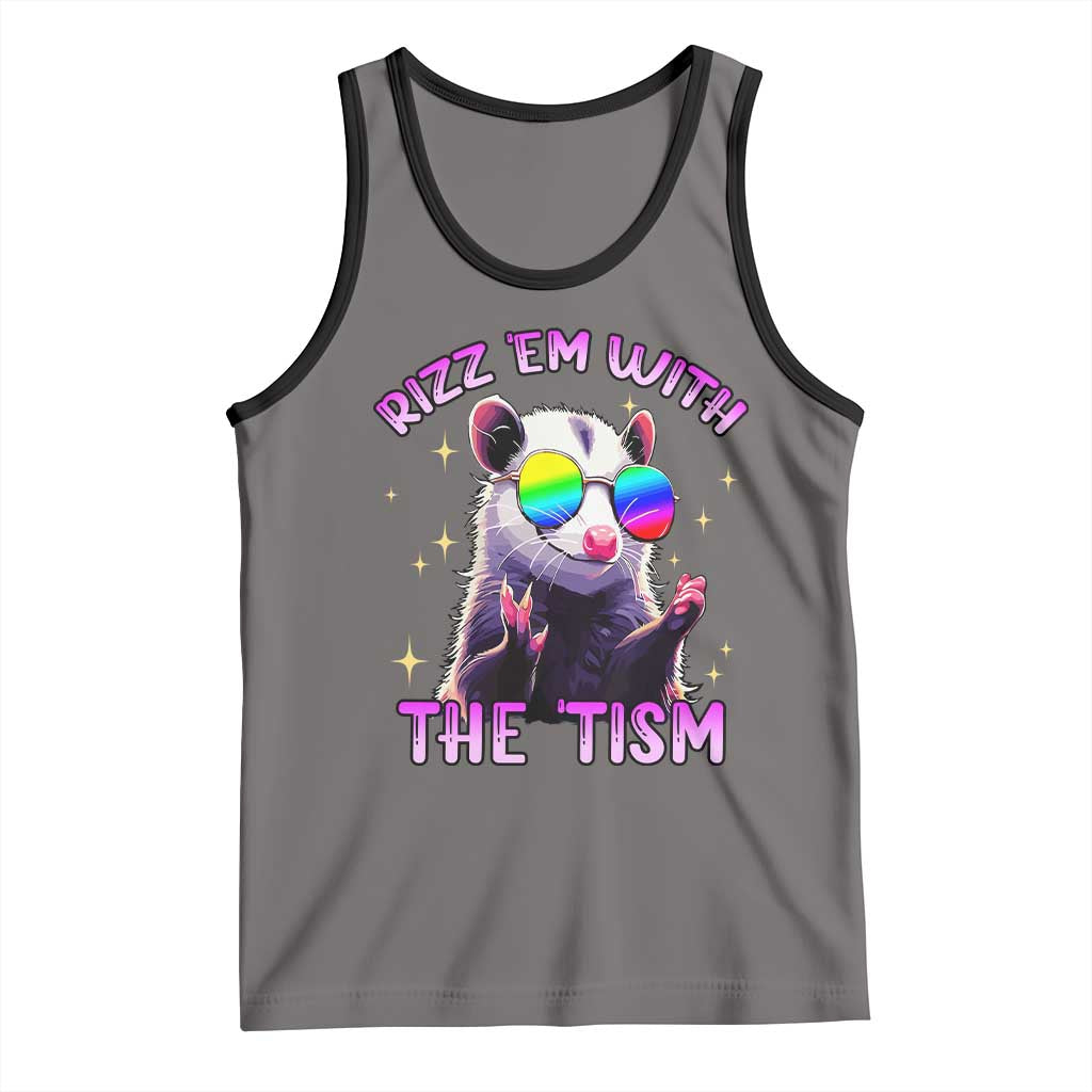 Funny Autism Opossum Tank Top Rizz Em With The Tism Meme Autistic