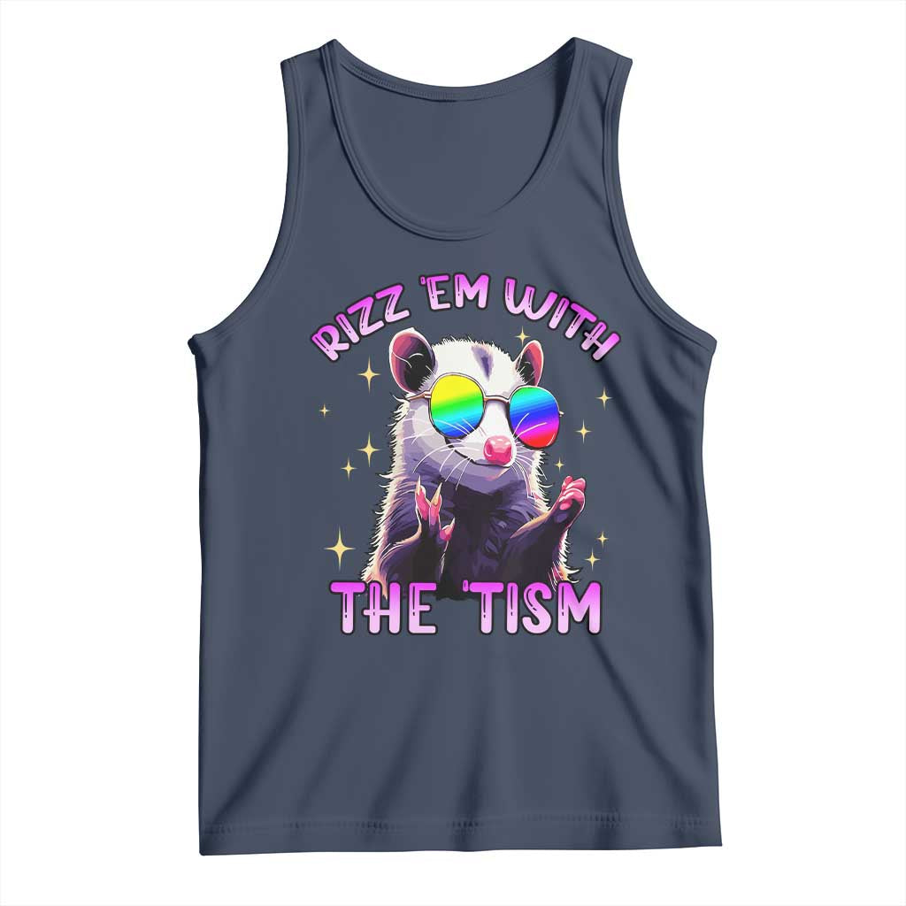 Funny Autism Opossum Tank Top Rizz Em With The Tism Meme Autistic