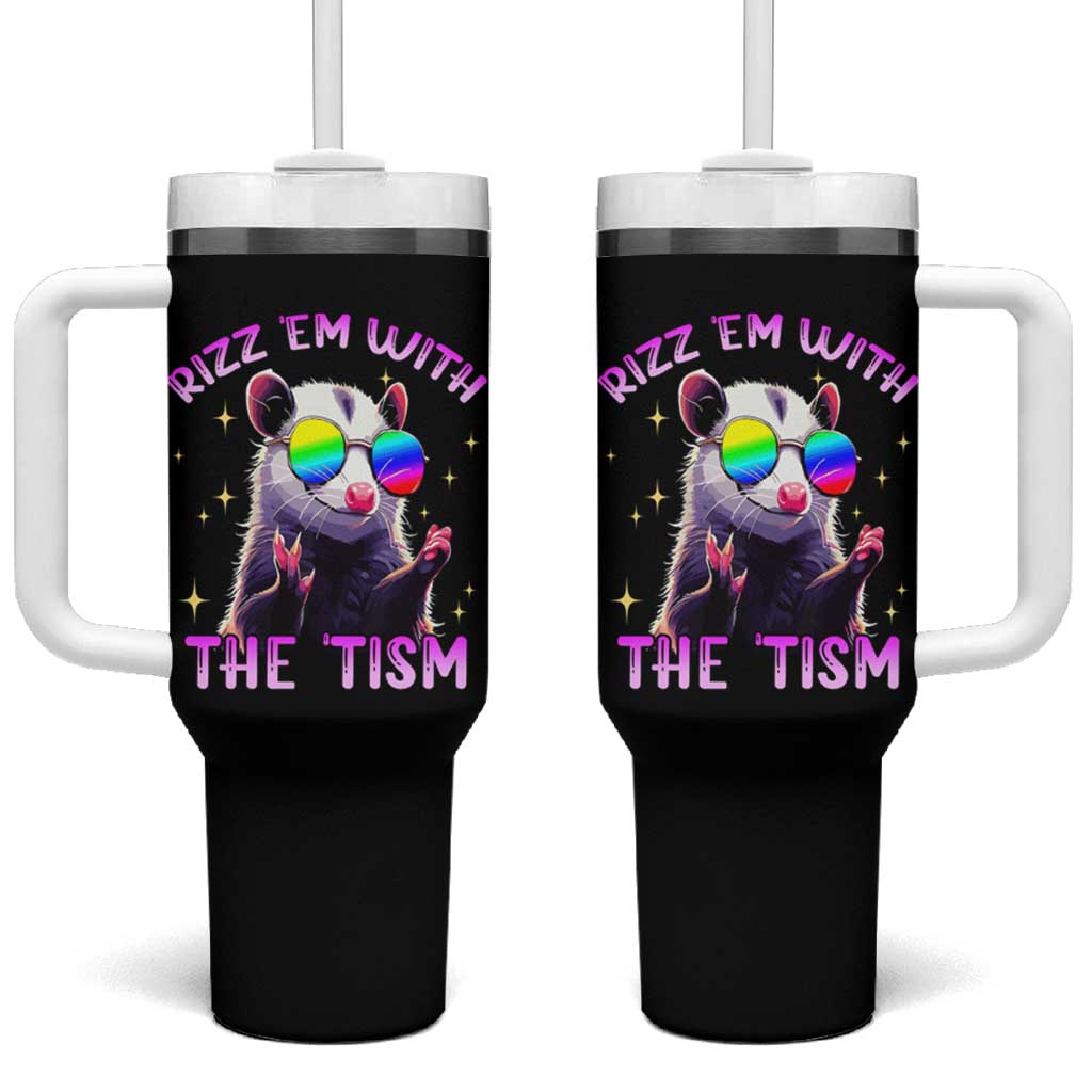 Funny Autism Opossum Tumbler With Handle Rizz Em With The Tism Meme Autistic