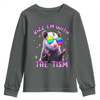 Funny Autism Opossum Youth Sweatshirt Rizz Em With The Tism Meme Autistic