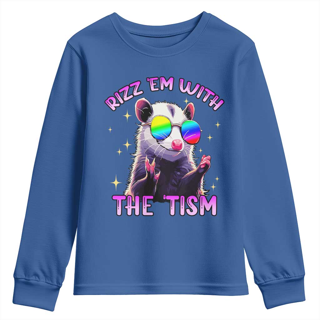 Funny Autism Opossum Youth Sweatshirt Rizz Em With The Tism Meme Autistic