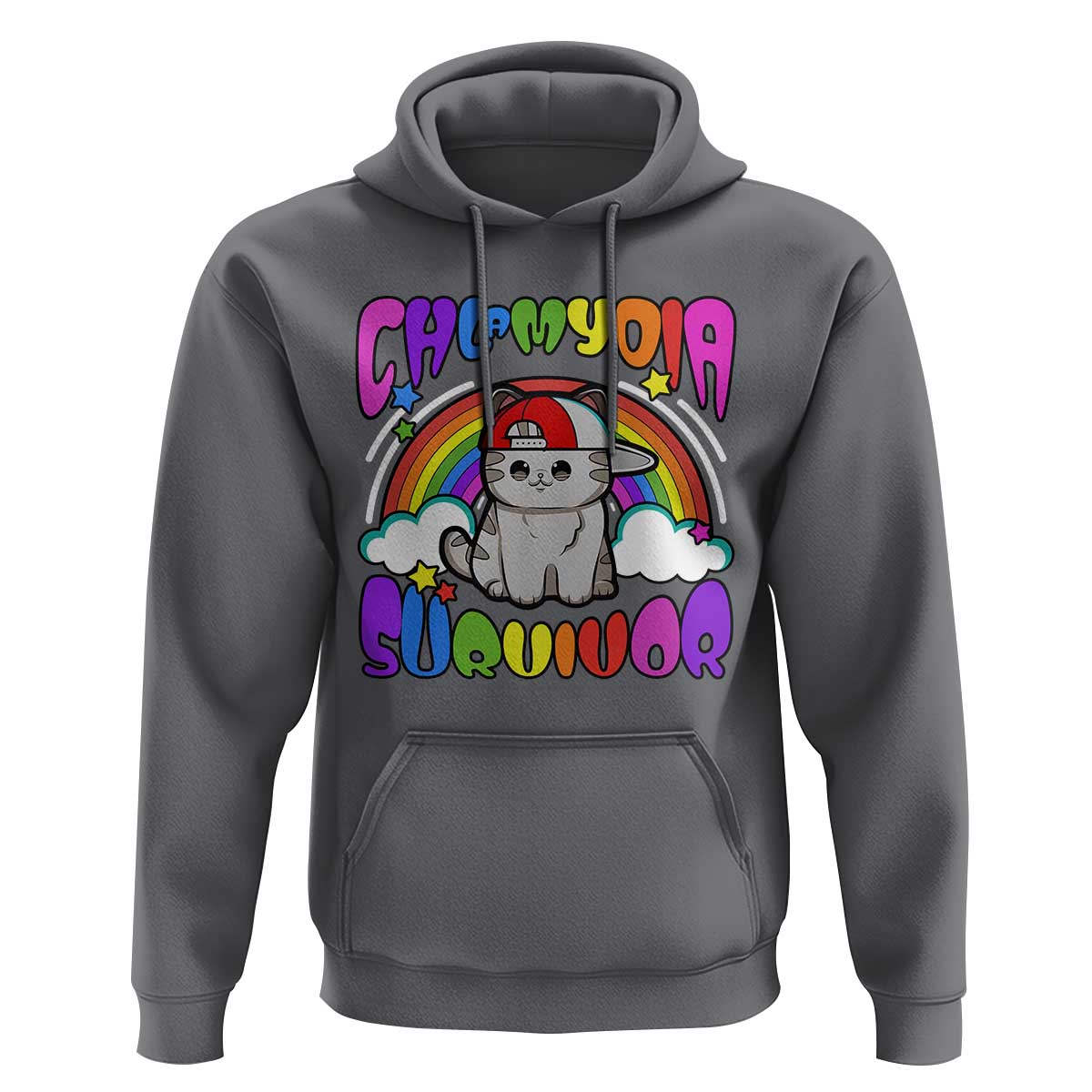 Chlamydia Survivor Cat Meme Hoodie Funny Y2K Inappropriate Humor