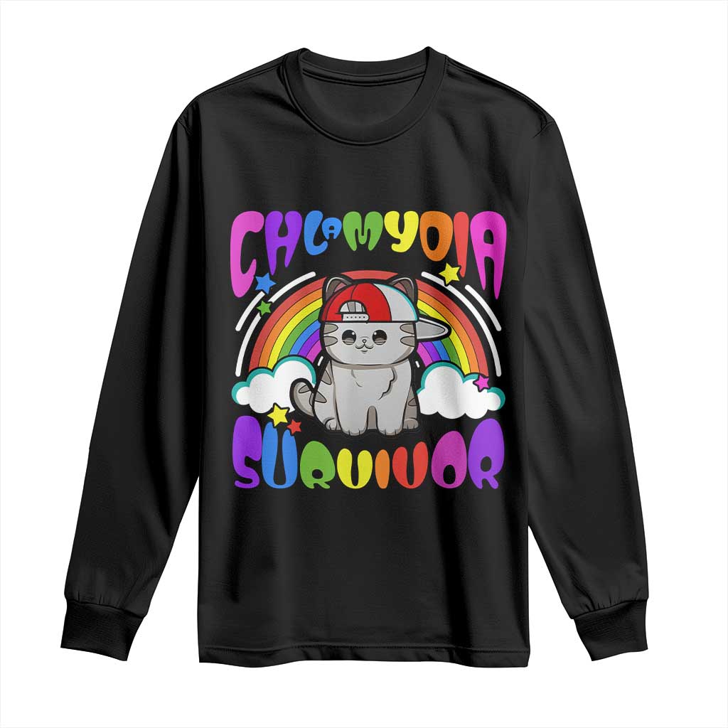 Chlamydia Survivor Cat Meme Long Sleeve Shirt Funny Y2K Inappropriate Humor