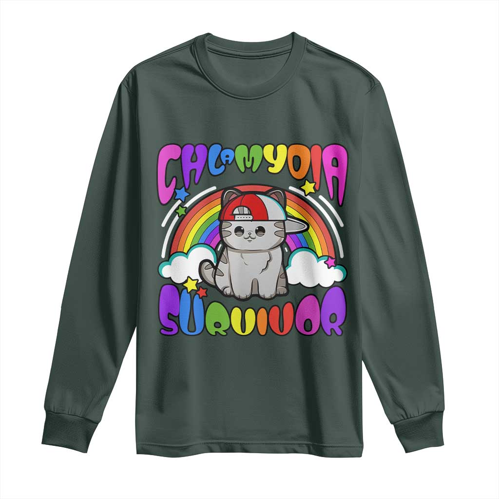Chlamydia Survivor Cat Meme Long Sleeve Shirt Funny Y2K Inappropriate Humor