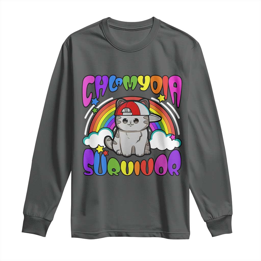 Chlamydia Survivor Cat Meme Long Sleeve Shirt Funny Y2K Inappropriate Humor