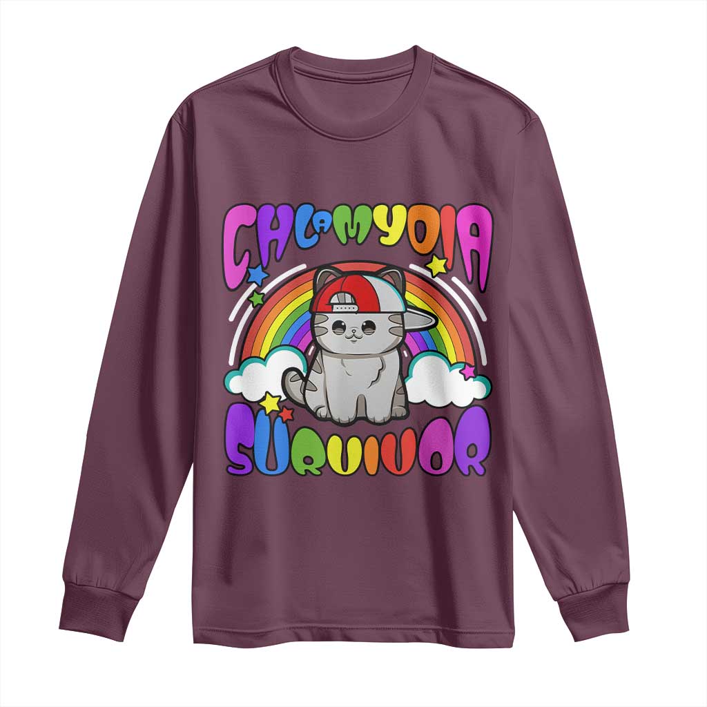 Chlamydia Survivor Cat Meme Long Sleeve Shirt Funny Y2K Inappropriate Humor