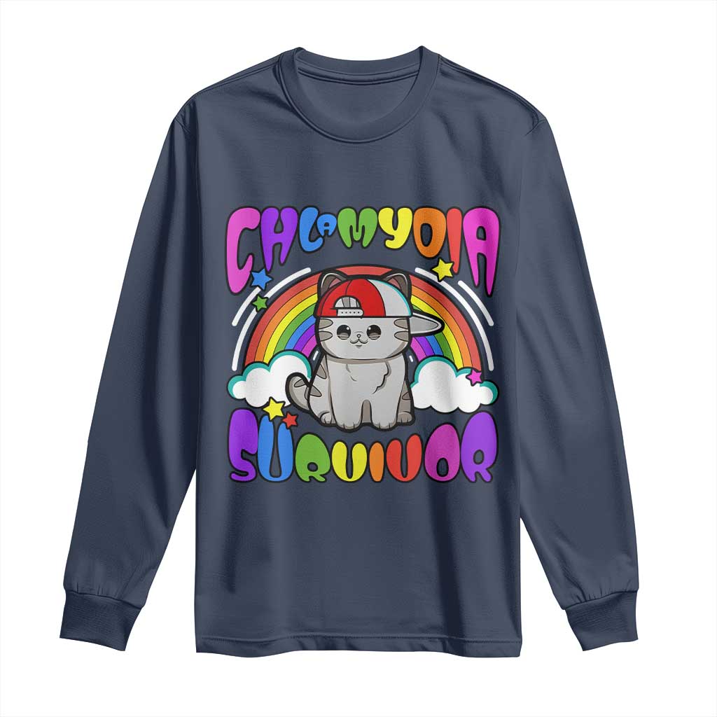 Chlamydia Survivor Cat Meme Long Sleeve Shirt Funny Y2K Inappropriate Humor