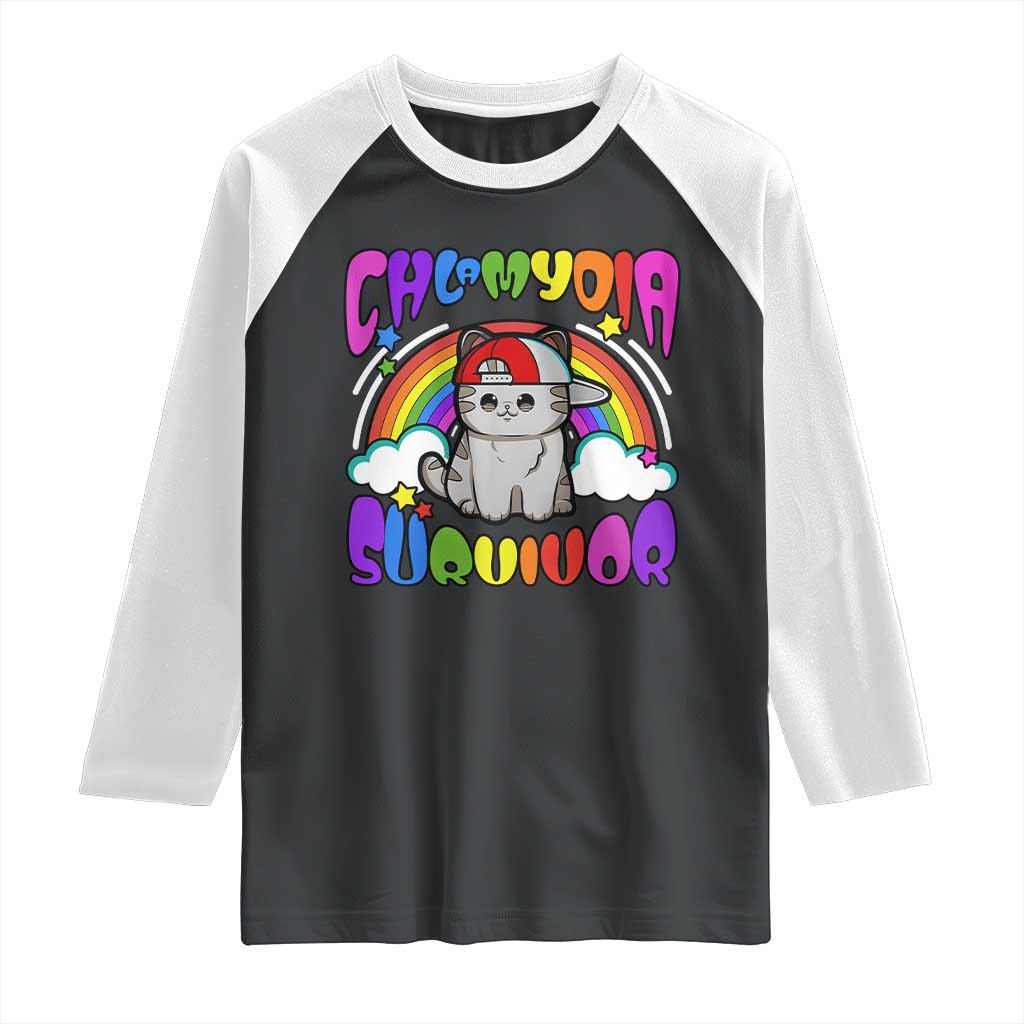 Chlamydia Survivor Cat Meme Raglan Shirt Funny Y2K Inappropriate Humor