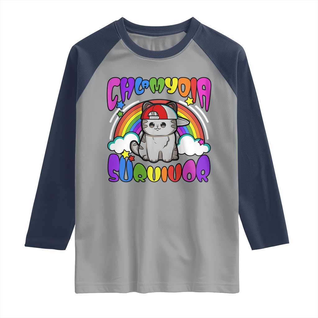 Chlamydia Survivor Cat Meme Raglan Shirt Funny Y2K Inappropriate Humor